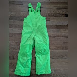 Lands' End Kids Iron Knee Winter Snow Bib - Little Boy Size 4 - Neon Green